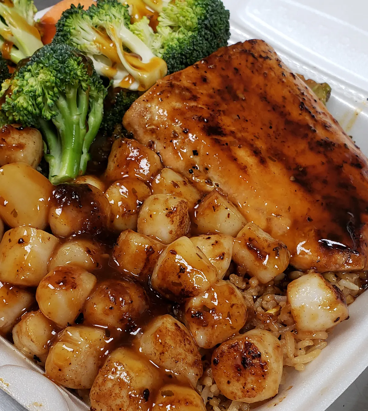 a plate of food with broccoli